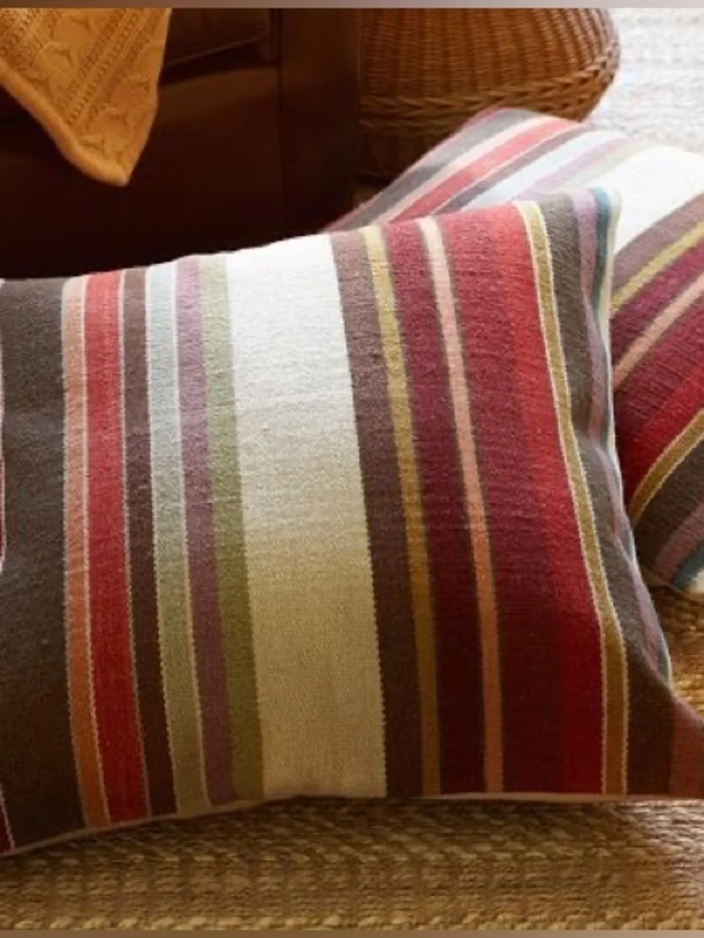 Rare Pottery Barn Dexter Dhurrie Stripe Kilim Floor Pillow cover, 2012, 30”